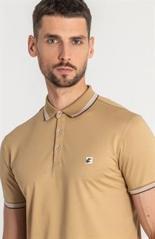 Polo manga corta tostado para hombre