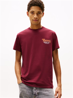 Tommy Jeans camiseta de cuello redondo granate