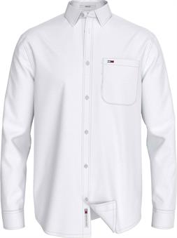 Tommy Jeans camisa blanca de lino manga larga para hombre