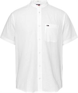 Tommy Jeans camisa de lino cuello maho blanca para hombre