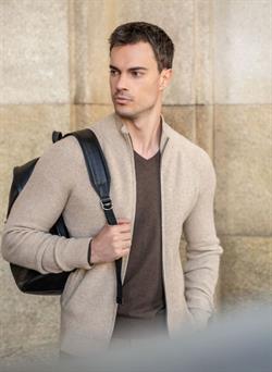 Chaqueta de punto con cremallera en beis para hombre