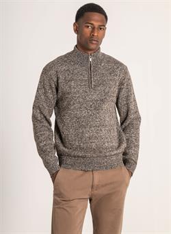 Jersey con cremallera en el cuello marrón para hombre