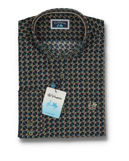 La Vespita camisa verde con botones en el cuello para hombre