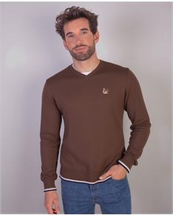 La Vespita jersey cuello pico con coderas para hombre