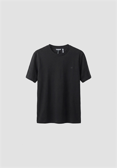 Camiseta negra regular fit en punto jersey de algodón con estampado