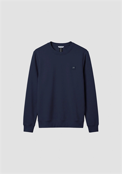 Sudadera azul marino regular fit en interlock con placa en el pecho