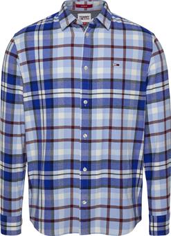 Tommy Jeans camisa de cuadros azul de franela para hombre