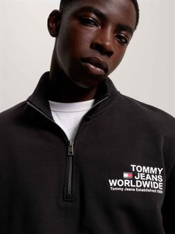 Tommy Jeans sudadera con media cremallera negra para hombre