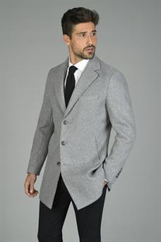 Abrigo corto de paño gris claro para hombre